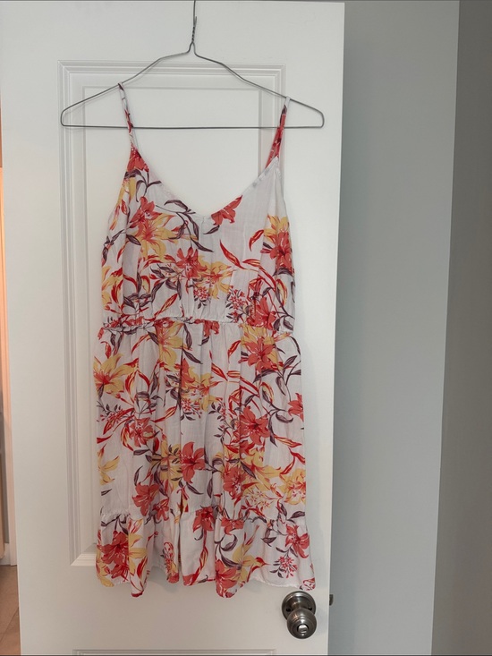 Hurley Dresses & Skirts - Hurley White Mini Dress with Orange, Purple & Yellow Floral Print